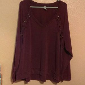 Mudd plum long sleeve v-neck t-shirt